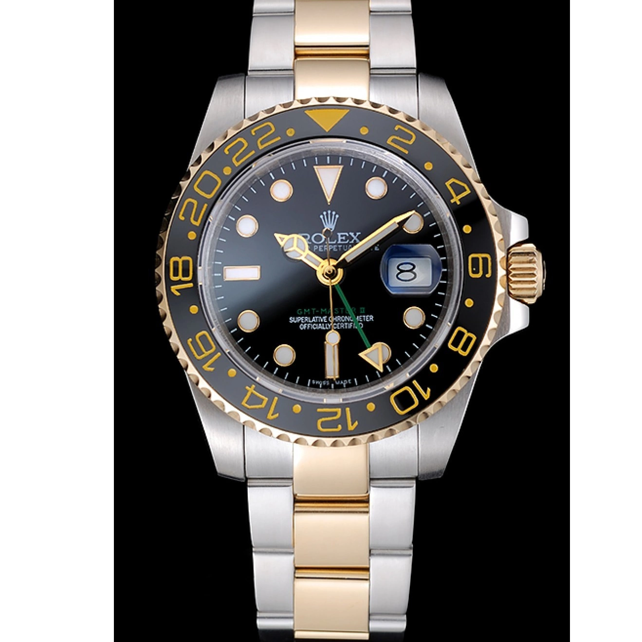Aaa replica watch Rolex Swiss Black Dial Master Black Bezel 80295 GMT 0725